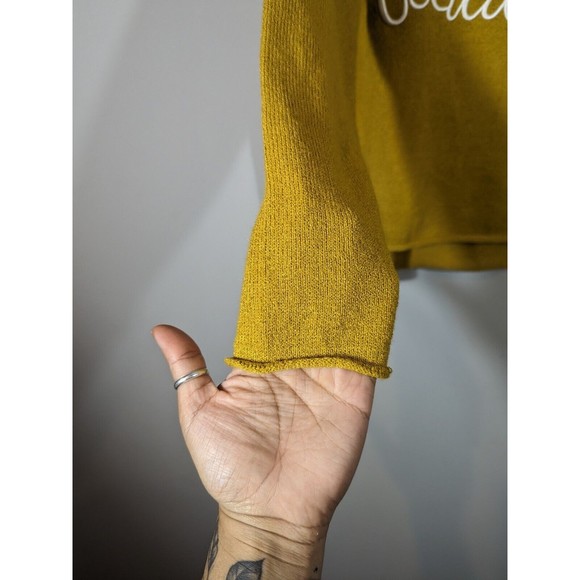 Gilli Mustard Hello Beautiful Relaxed Knit Sweater Women Size S - Picture 5 of 6